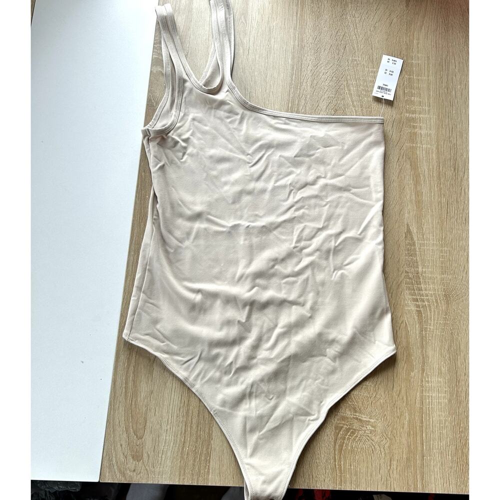 NWT Abercrombie & Fitch One Shoulder Double Strap Bodysuit Womens L Cream New